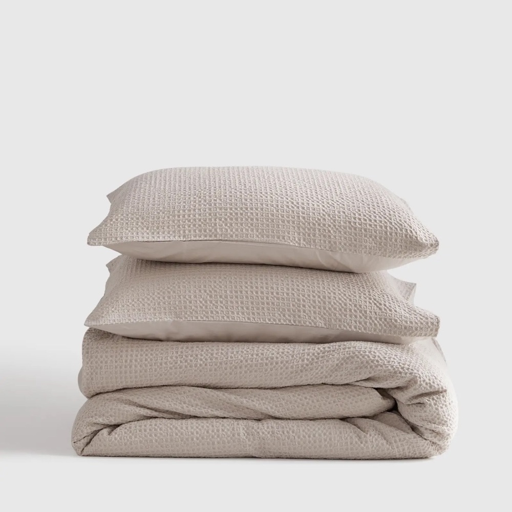NWOT QUINCE Organic Luxe Waffle Duvet Cover Set